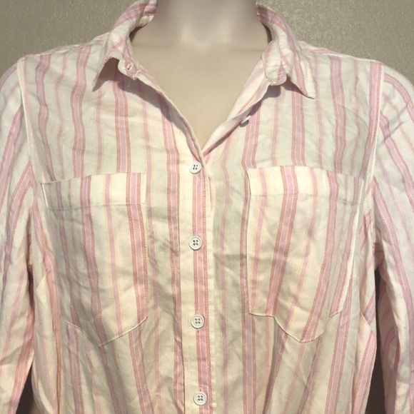 Melissa McCarthy Seven7 Women's Pink Striped Button Up Tunic Top 0X/XXL - Picture 6 of 16